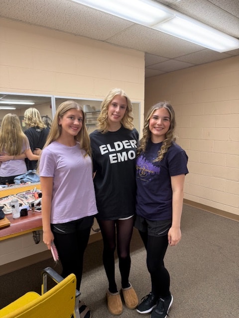 Three Fitzpatrick dancers backstage before a performance